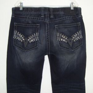 AFFLICTION Black Premium Mens Blake Relaxed Straight Studded Jeans